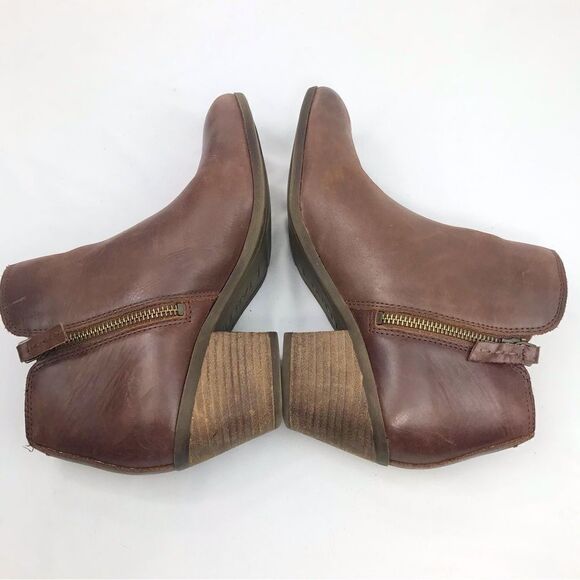 Frye JUDITH Brown Leather Double Zip Heeled Ankle Boots in Wheat - Picture 8 of 16